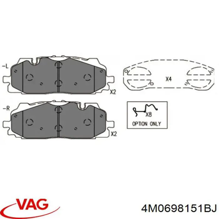 Sapatas do freio dianteiras de disco VAG 4M0698151BJ preço, a partir de 50,92 USD