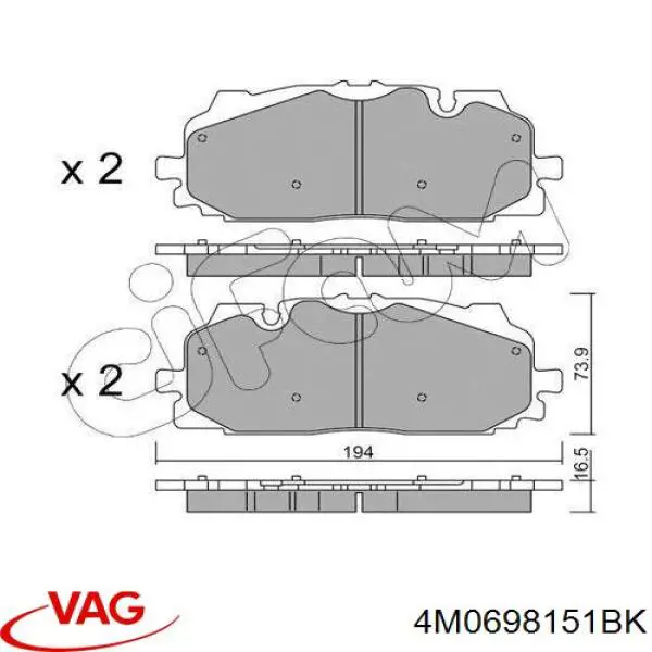 Sapatas do freio dianteiras de disco VAG 4M0698151BK preço, a partir de 54,97 USD