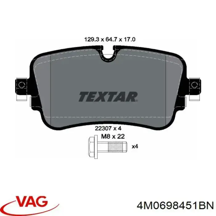 Sapatas do freio traseiras de disco VAG 4M0698451BN preço, a partir de 46,49 USD