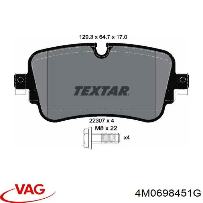 4M0698451G VAG Sapatas do freio traseiras de disco