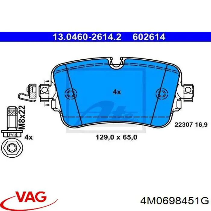 Compre 4M0698451G VAG Sapatas do freio traseiras de disco