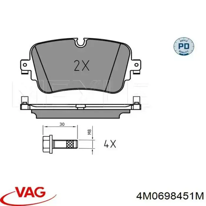 Sapatas do freio traseiras de disco VAG 4M0698451M preço, a partir de 30,02 USD