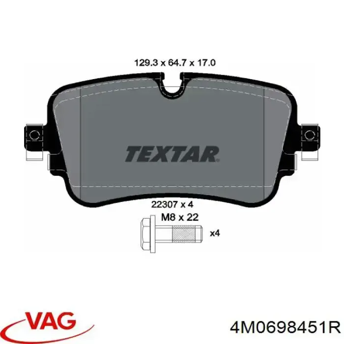 Sapatas do freio traseiras de disco VAG 4M0698451R preço, a partir de 39,94 USD