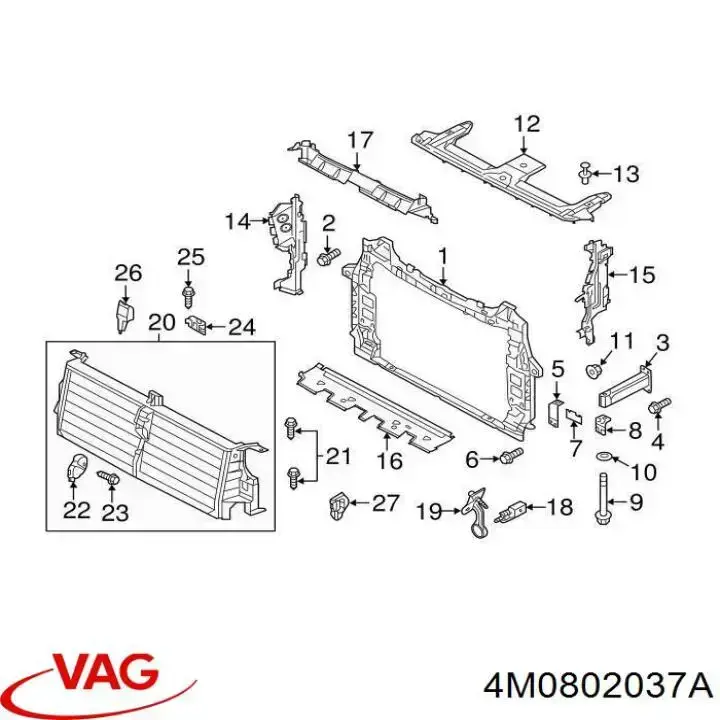 Compre 4M0802037A VAG Consola de reforçador do pára-choque dianteiro
