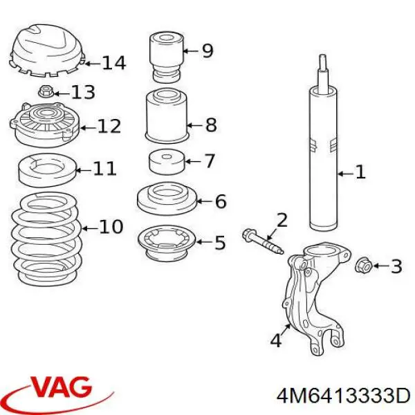 4M6413333D VAG Suporte de amortecedor dianteiro