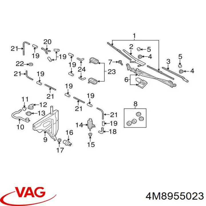 Trapézio de limpador pára-brisas VAG 4M8955023 preço, a partir de 126,21 USD