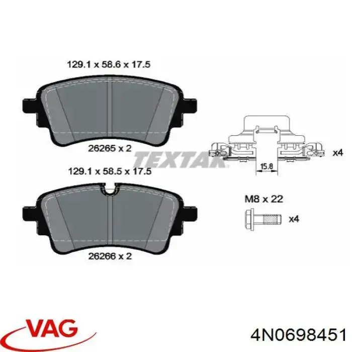 Compre 4N0698451 VAG Sapatas do freio traseiras de disco