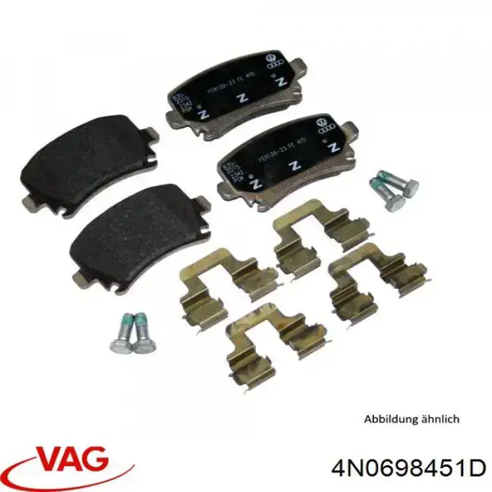 4N0698451D VAG Sapatas do freio traseiras de disco