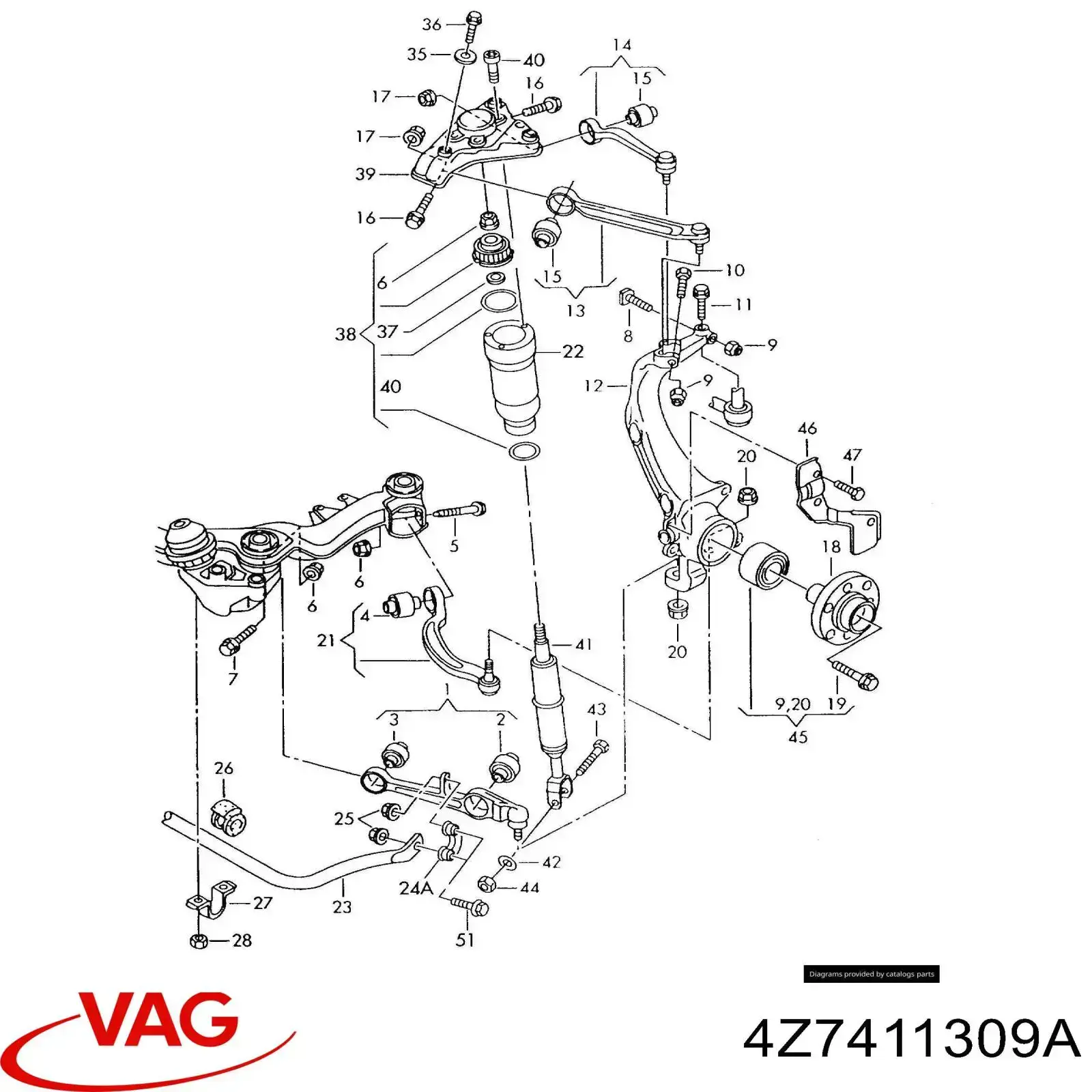 4Z7411309A VAG Estabilizador dianteiro