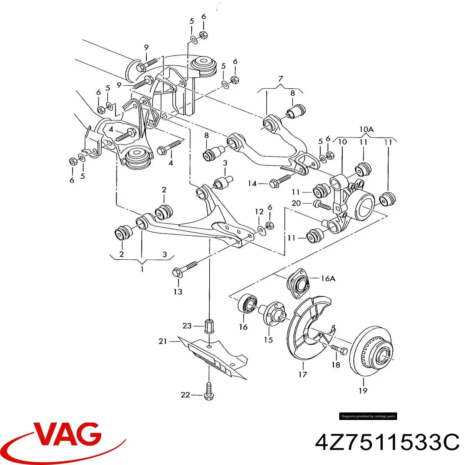 4Z7511533C VAG Proteção do braço inferior traseiro