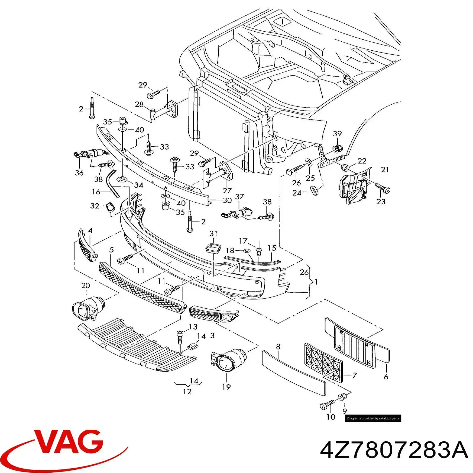 Guia do pára-choque dianteiro esquerdo VAG 4Z7807283A preço, a partir de 32,36 USD