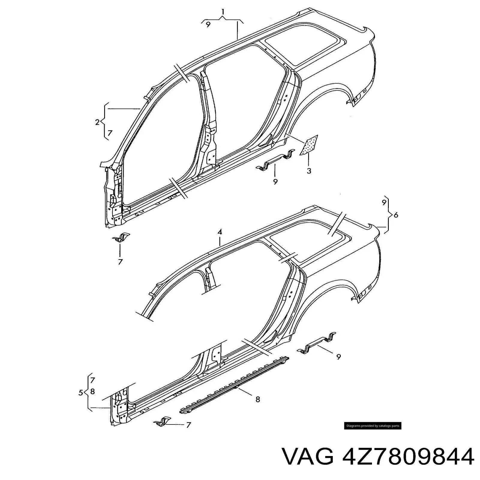 Pára-lama traseiro direito VAG 4Z7809844 preço, a partir de 1775,64 USD
