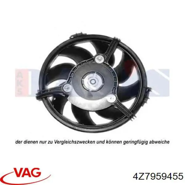 Ventilador elétrico de esfriamento montado (motor + roda de aletas) VAG 4Z7959455 preço, a partir de 76,37 USD
