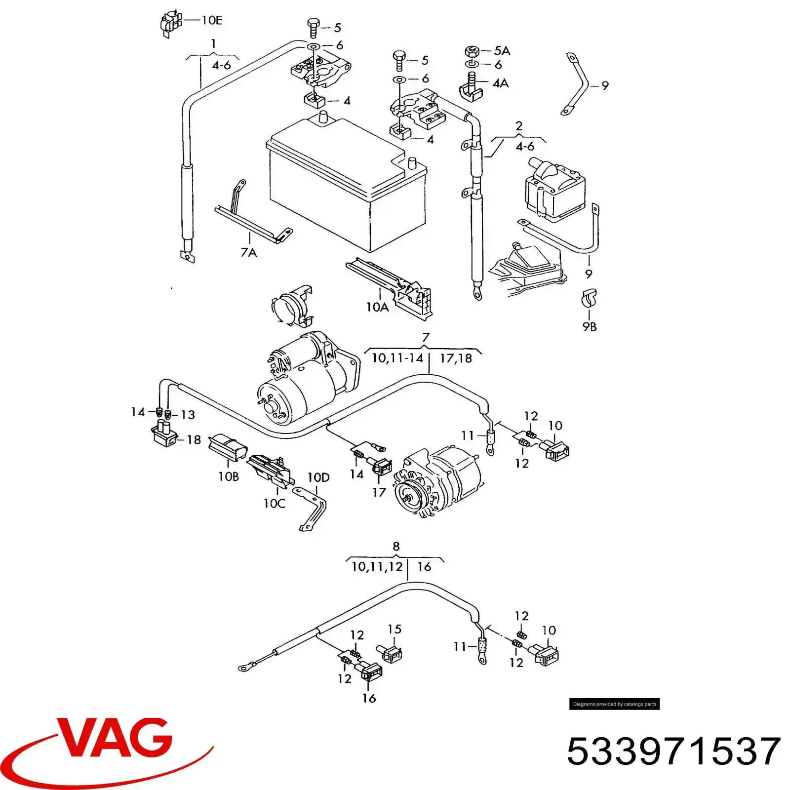 Cabo de terra de bateria recarregável (PILHA) VAG 533971537 preço, a partir de  