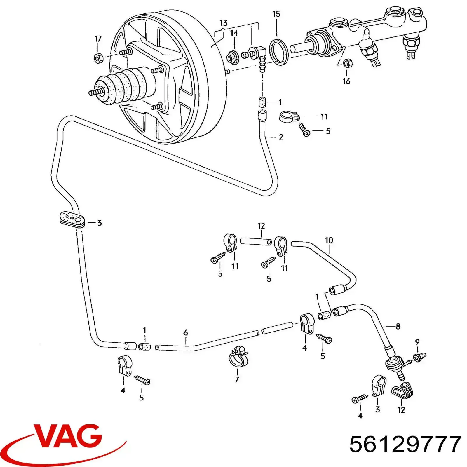 56129777 VAG Tubo de impulsionador de vácuo dos freios