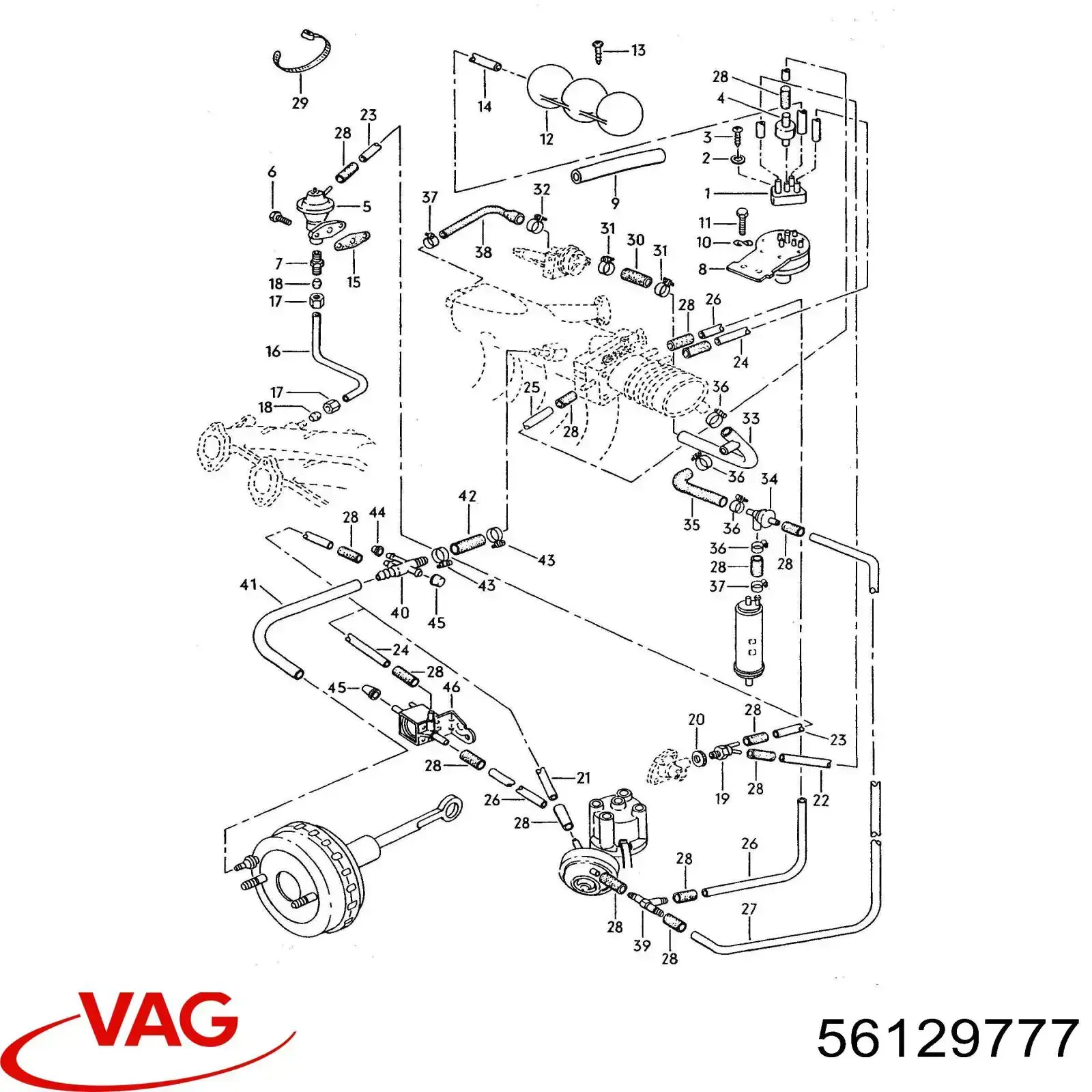 Tubo de impulsionador de vácuo dos freios VAG 56129777 preço, a partir de 4,94 USD