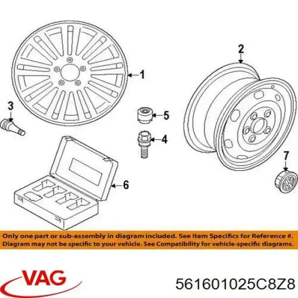 561601025C8Z8 VAG Discos de roda de aleação ligeira (de aleação ligeira, de titânio)