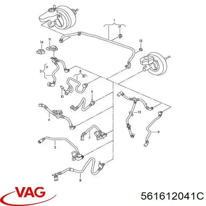 Mangueira (cano derivado) de bomba de vácuo VAG 561612041C preço, a partir de 41,55 USD