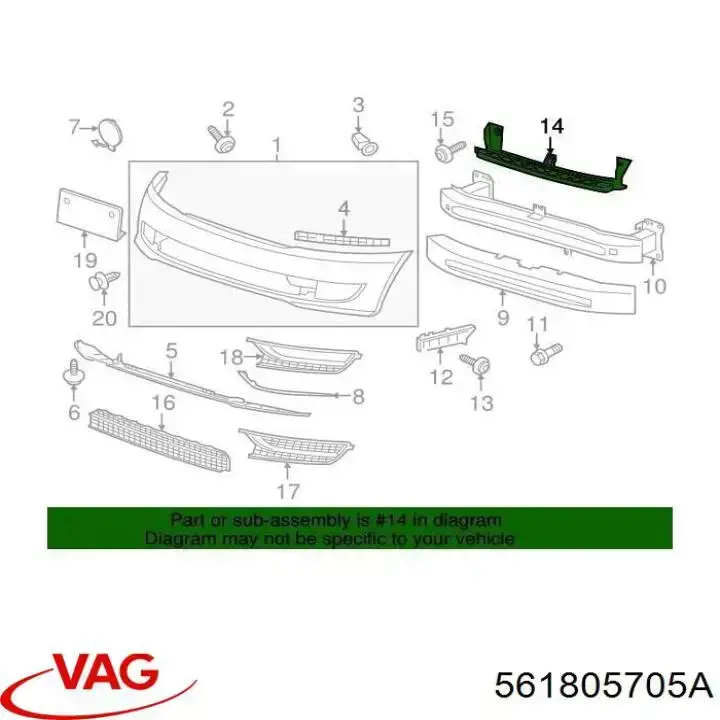 Compre 561805705A VAG Guia do pára-choque dianteiro