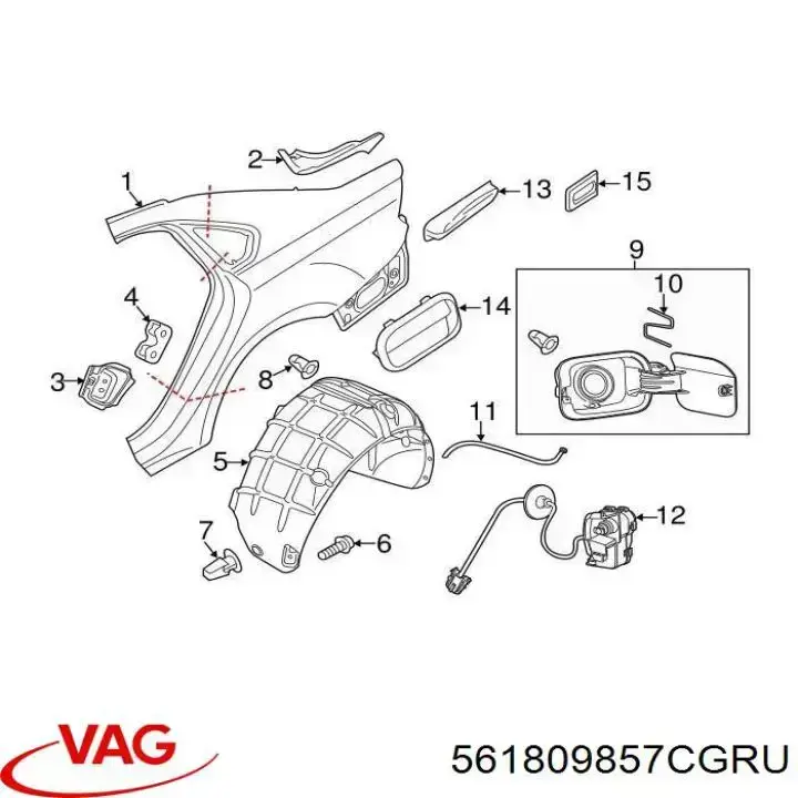 561809857C VAG Alcapão do tanque de combustível