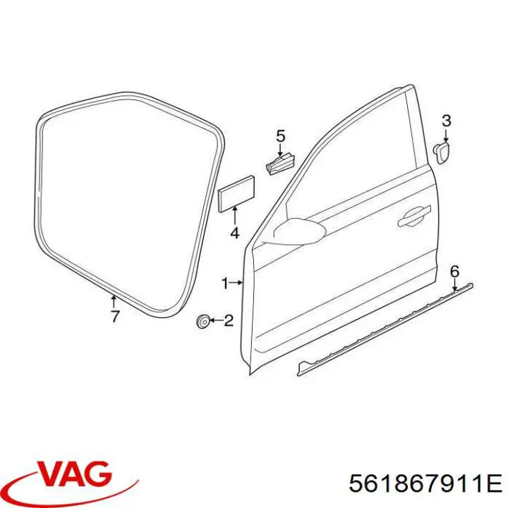 561867911H VAG Compactador da porta dianteira (na carroçaria)