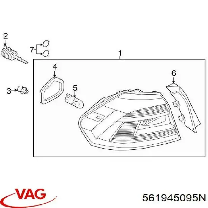 561945095N VAG Lanterna traseira esquerda externa