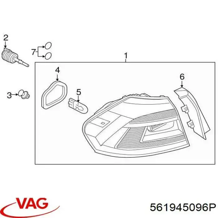 561945096P VAG Lanterna traseira direita externa