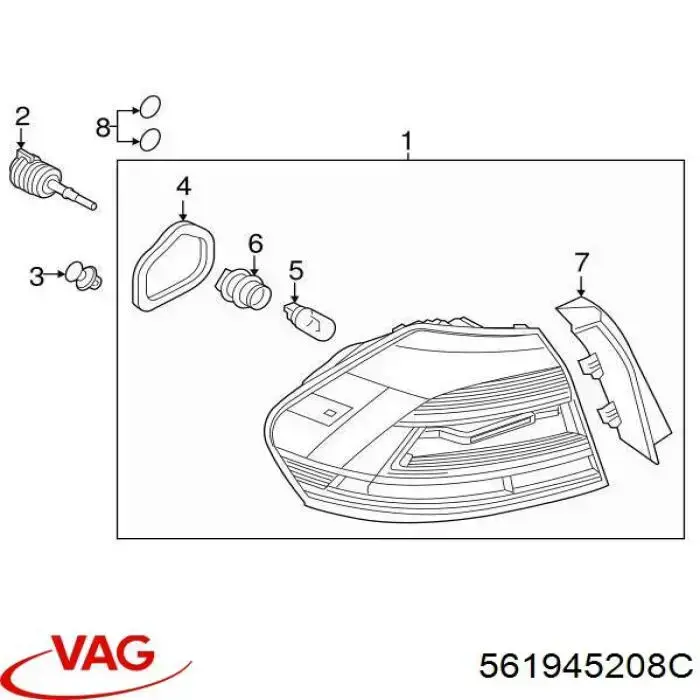 561945208C VAG Lanterna traseira direita externa