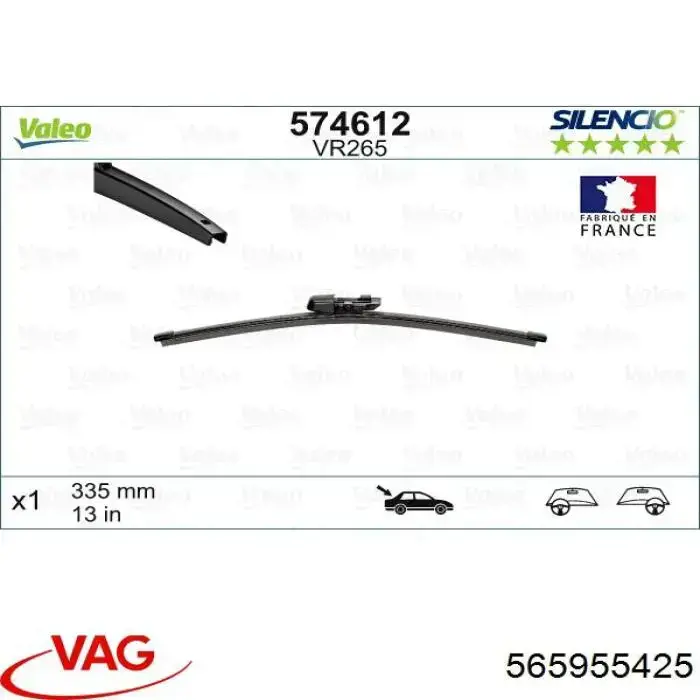 565955425 VAG Limpa-pára-brisas de vidro traseiro