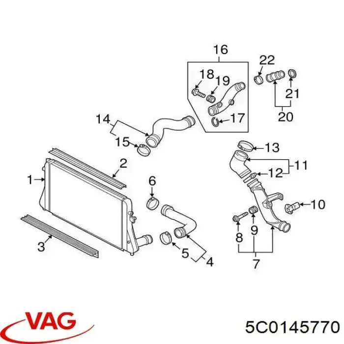 5C0145770 VAG Mangueira (cano derivado) de intercooler