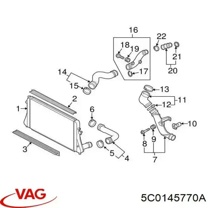 5C0145770A VAG Mangueira (cano derivado) de intercooler