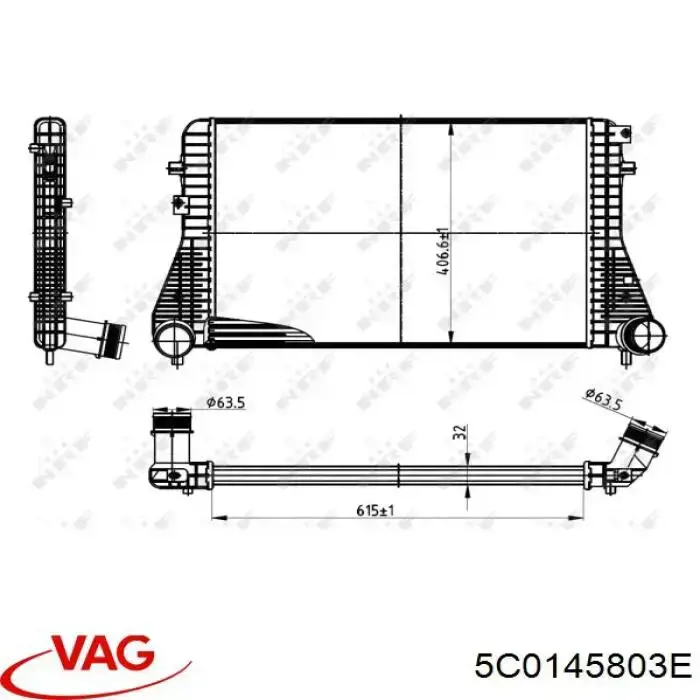 5C0145803E VAG Radiador de intercooler
