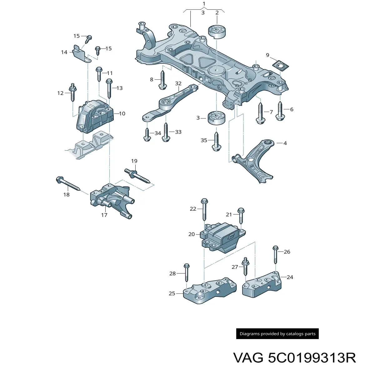 Viga de suspensão dianteira (plataforma veicular) VAG 5C0199313R preço, a partir de 1069,27 USD