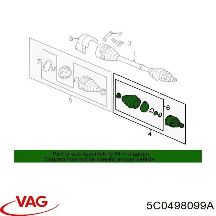 5C0498099A VAG Junta homocinética externa dianteira
