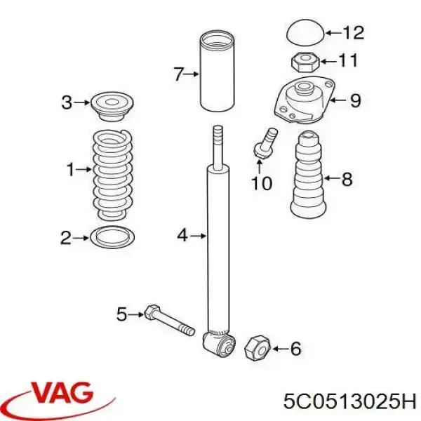 Amortecedor traseiro VAG 5C0513025H preço, a partir de 62,32 USD