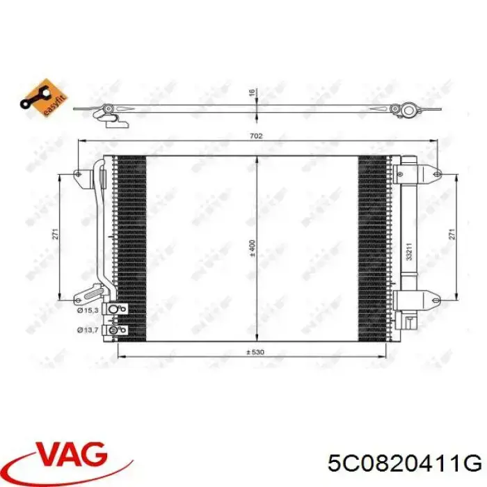 Compre 5C0820411G VAG Radiador de aparelho de ar condicionado