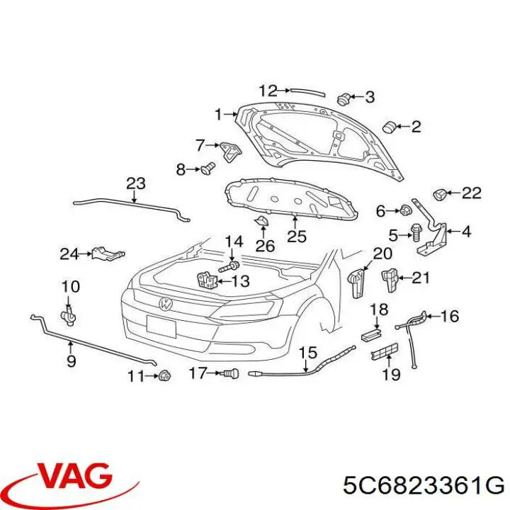 5C6823361G VAG Apoio da capota