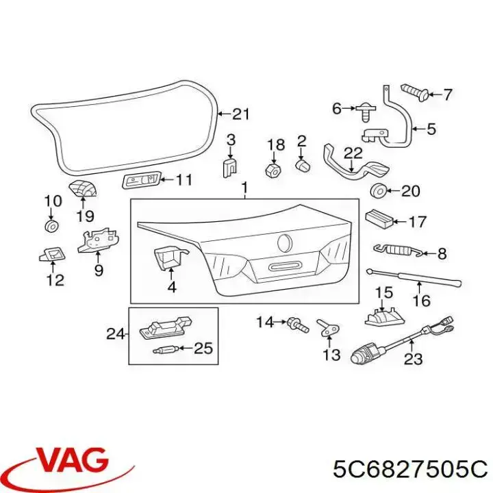 Compre 5C6827505C VAG Fecho de tampa de porta-malas (de 3ª/5ª porta traseira)