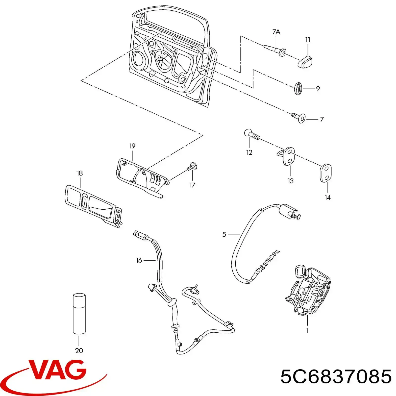 Cabo (pedal) de abertura do fecho da porta dianteira VAG 5C6837085C preço, a partir de 14,40 USD