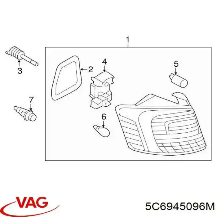5C6945096M VAG Lanterna traseira direita externa