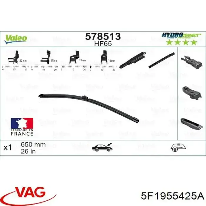 Compre 5F1955425A VAG Limpa-pára-brisas do pára-brisas, kit de 2 un.