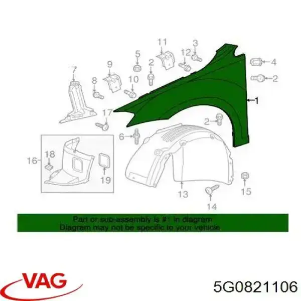 5G0821106 VAG Pára-lama dianteiro direito