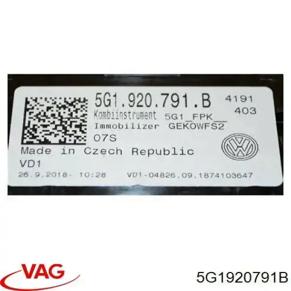 Painel de instrumentos (quadro de instrumentos) VAG 5G1920791B preço, a partir de 1954,55 USD