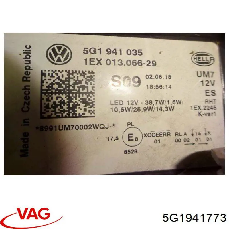 Luz esquerda VAG 5G1941773 preço, a partir de 1149,23 USD