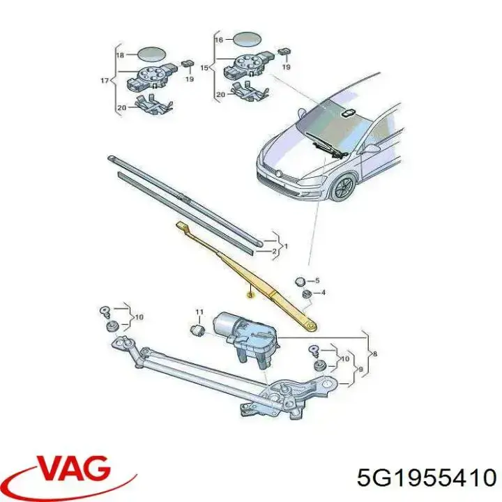 Braço de limpa-pára-brisas do pára-brisas VAG 5G1955410 preço, a partir de 45,97 USD