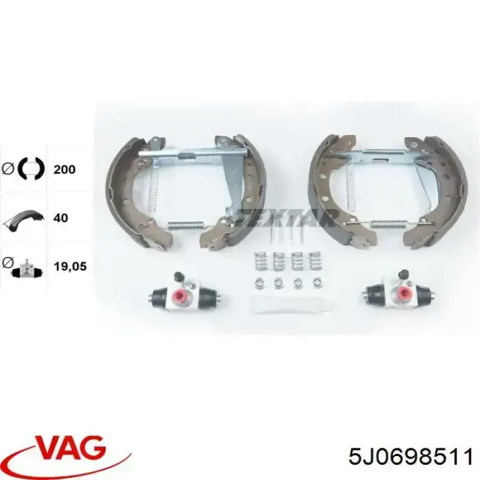 Sapatas do freio traseiras de tambor VAG 5J0698511 preço, a partir de 80,94 USD