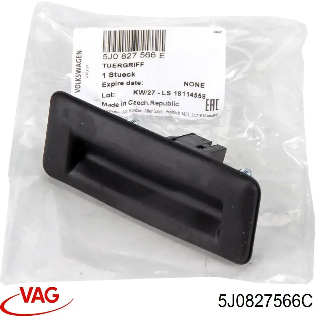 5J0827566C VAG Puxador externo de tampa de porta-malas (de 3ª/5ª porta traseira)