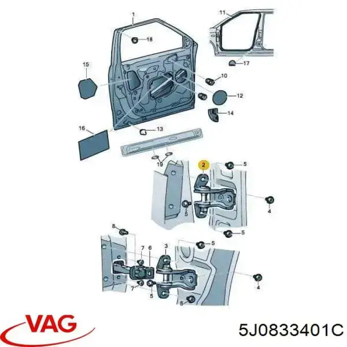 Gozno da porta dianteira esquerda VAG 5J0833401C preço, a partir de 45,51 USD