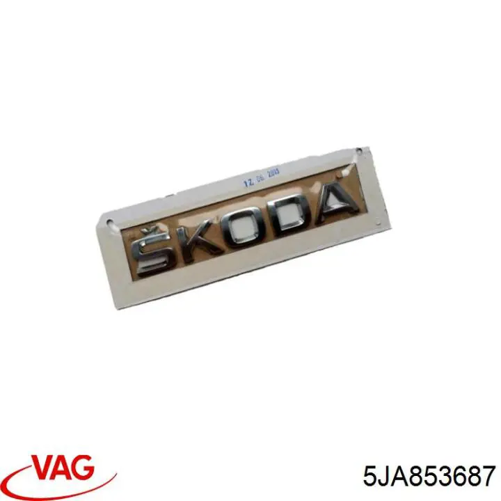5JA853687 VAG Emblema de tampa de porta-malas (emblema de firma)