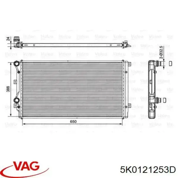 5K0121253D VAG Radiador de esfriamento de motor
